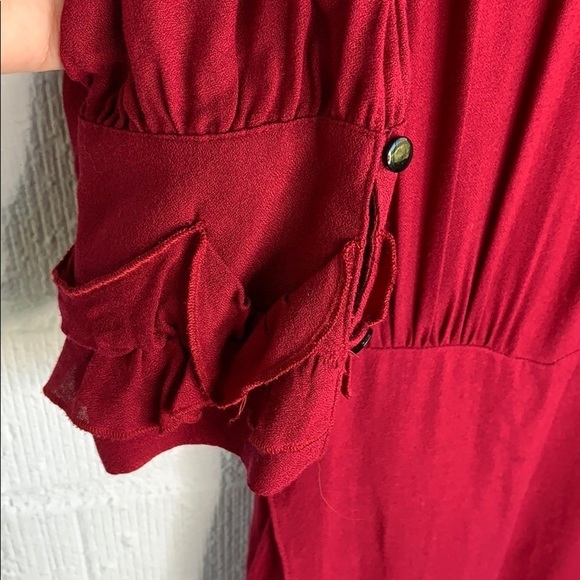 IRO Ruffle Cold Shoulder Layered Open Back Long Sleeve Mock Neck Dress - Picture 5 of 11